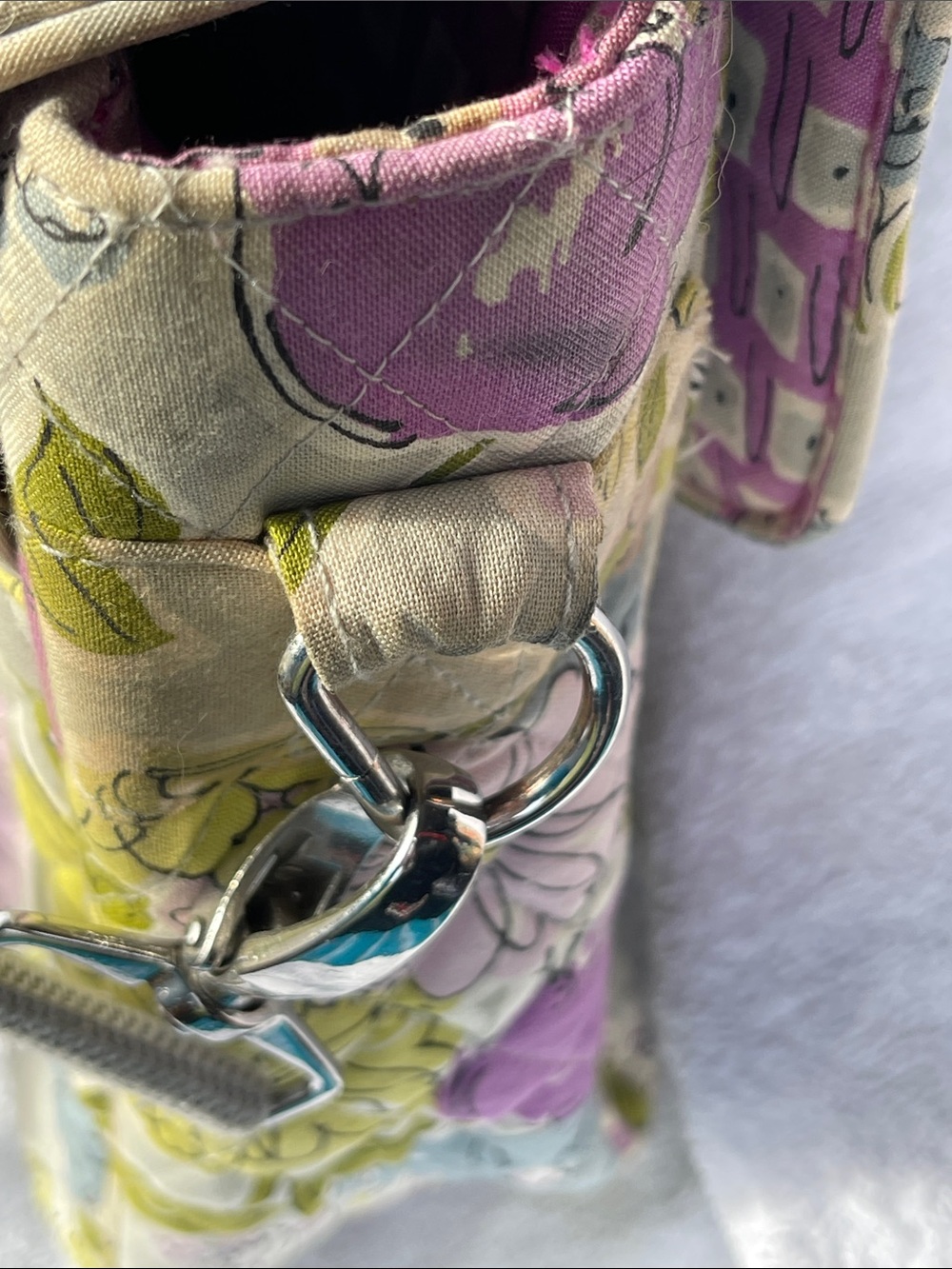 Vera Bradley Quilted Floral Laptop Satchel in Beige, Purple & Blue - Picture 5 of 10